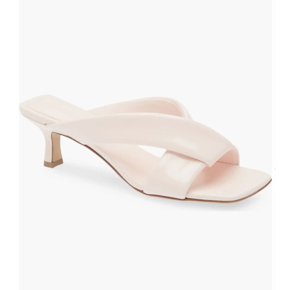 Bottega Veneta Riva Kitten Heel Sandal (Women) 5964 Seashell Light Pink 9US / 39